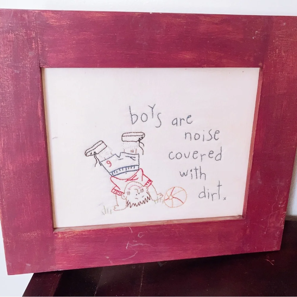 2 - 14”X12” Hand Embroidered Boy And Girls Art